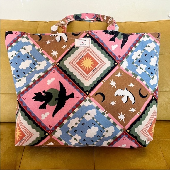 Sezane Handbags - Sezane Pink and Blue Patterned Tote
